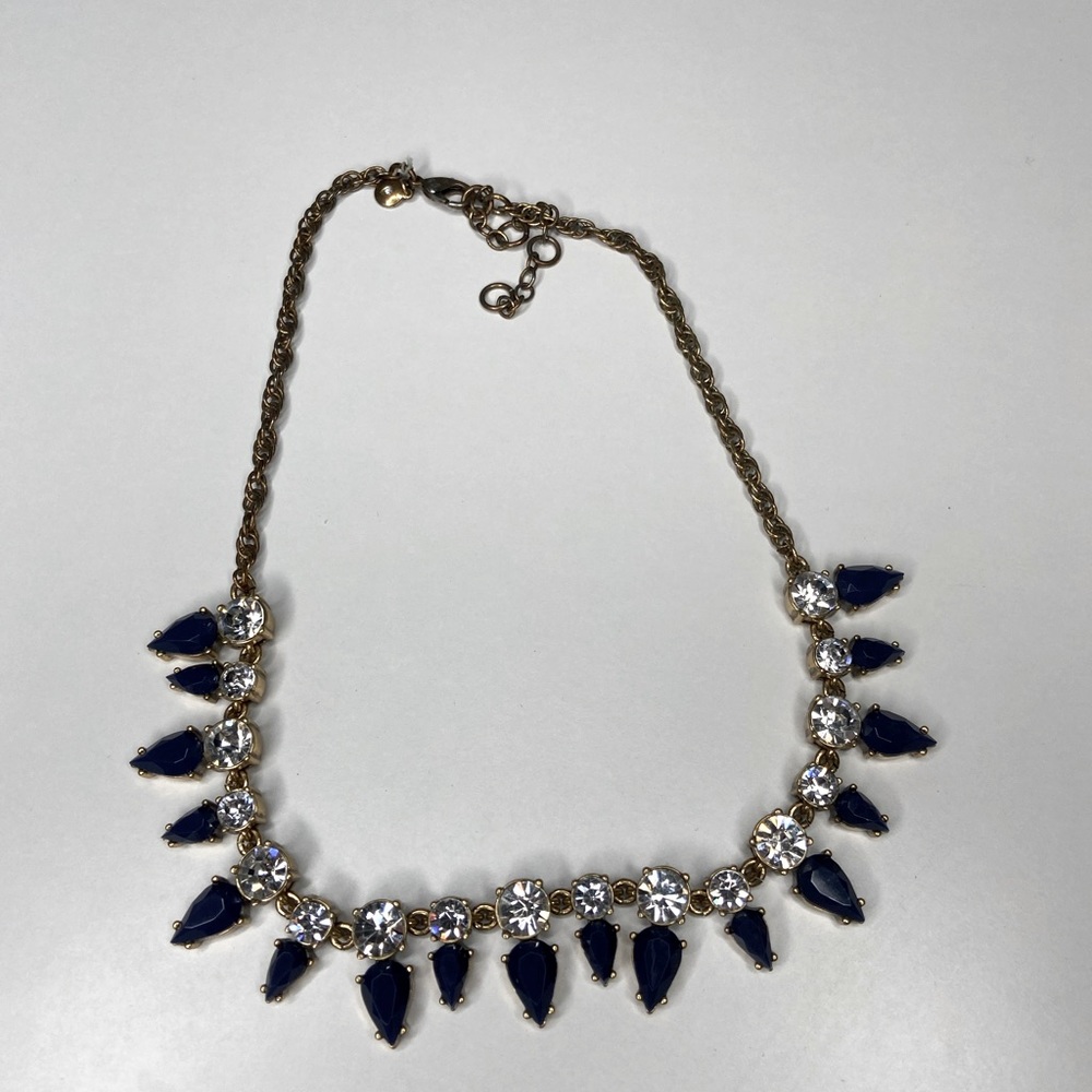 J.Crew Navy and Gold Arrowhead Necklace
